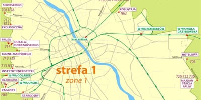 ვარშავაში ზონა 1 რუკა