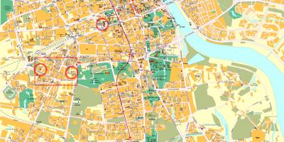 ქუჩის რუკა ვარშავაში ქალაქის ცენტრში